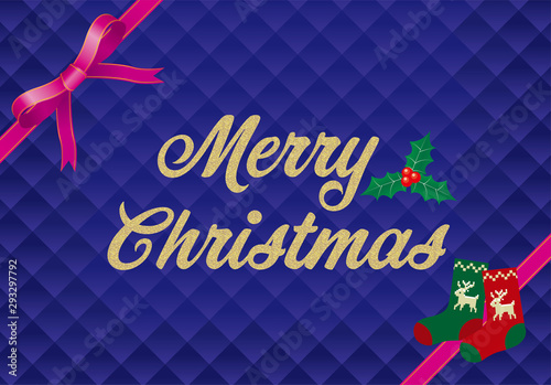 背景素材 テンプレート 紺色 クリスマスのイメージの背景イラスト リボン付きバナーデザイン メリークリスマスロゴ Christmas Banner Design Background Christmas Banner Design Background Wall Mural Globeds