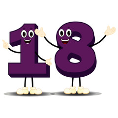 Number Eighteen - Cartoon Vector Image