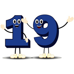 Number Nineteen - Cartoon Vector Image