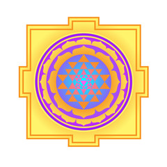 Fototapeta premium The Sri Yantra or Sri Chakra, form of mystical diagram, Shri Vidya school of Hindu tantra symbol. Sacred geometry vector design element. Vector illustration.