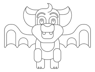 A Halloween cute vampire bat in a cartoon in ouline