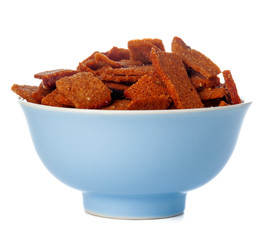 Crunchy bread snack isolated on white background