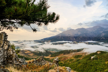 Old Gessopalena town public archeological site of the old medieval village in gypsum stone in Majella mountains
