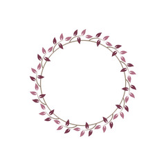 Vintage floral round frames. Pink decorative ivy wreath. Vector illustration