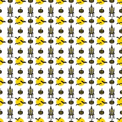 Fototapeta premium Seamless pattern. Castle, moon, bat