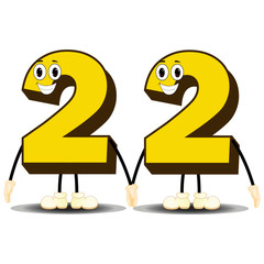 Number Twenty Two - Cartoon Vector Image