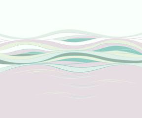Abstract sea background with waves. Sea at sunrise, freehand drawing