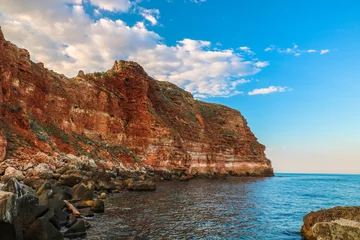 Photo sur Plexiglas Plage de Bolata, Balgarevo, Bulgarie Beautiful sandy red rocks near Bolata beach. Black sea, Bulgaria