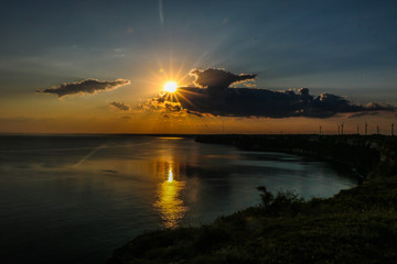 Beautiful dramatic sunset at cape Kaliakra, Black Sea, Bulgaria