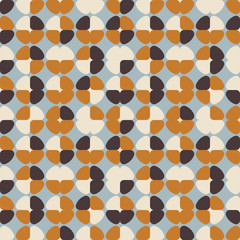 Geometric seamless pattern. Vector background with simple shapes like semi cirles and squares in neutral muted pastel colors.