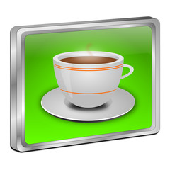 Button with a Cup of Coffee - 3D illustration