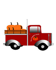 Pumpkin truck isolated on white background