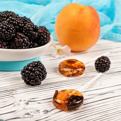 .Lollipops made from natural fruits and berries. Healthy food and vegetarian food concepts