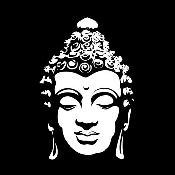 abstract art white head buddha sign on black background vector design
