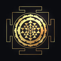 The Sri Yantra or Sri Chakra, form of mystical diagram, Shri Vidya school of Hindu tantra symbol. Sacred geometry vector design element. Vector illustration.