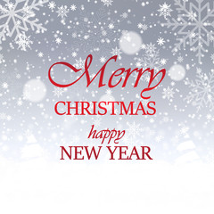 Naklejka na ściany i meble Happy New Year or Merry Christmas card with snow. Vector