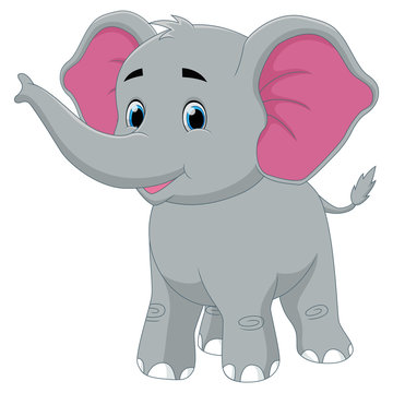 Cute cartoon happy baby elephant smile illustration