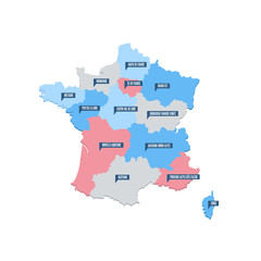France Regions Map Vector Illustration