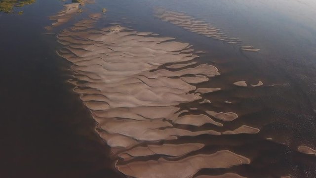 Drone view on Kama River in Russia