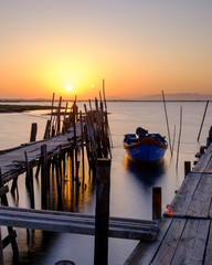 Fototapeta premium Porto Palafítico da Carrasqueira in the Reserva Natural do Estuário do Sado, Portugal