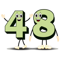 Number Forty Eight - Cartoon Vector Image