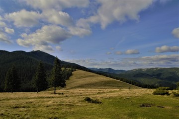 mountain slopes on a sunny day