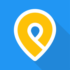 Map pointer logo - color icon, flat design