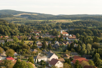 Fototapeta na wymiar View of Bakonybel a small picturesque village in a Bakony mountainous region in Transdanubia; Hungary.