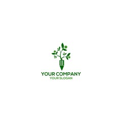 Pencil Tree Education Logo Design Vector