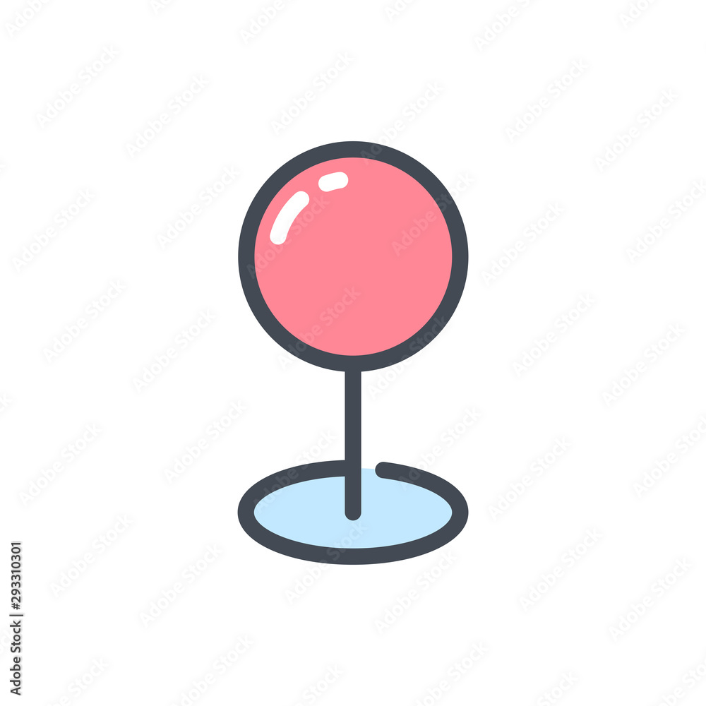 Poster map pin color line icon. location pointer vector outline colorful sign.