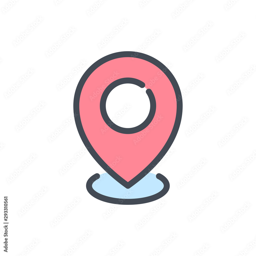 Poster location color line icon. map pointer vector outline colorful sign.
