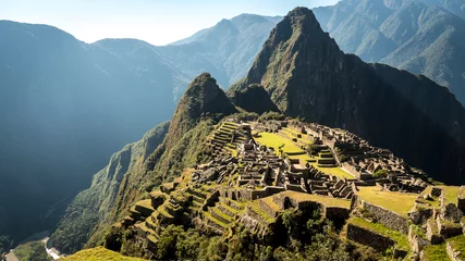 Crédence de cuisine en verre imprimé Machu Picchu Machu Picchu au matin
