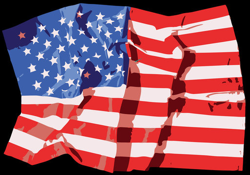 realistic crumpled flag vector image in realistic style