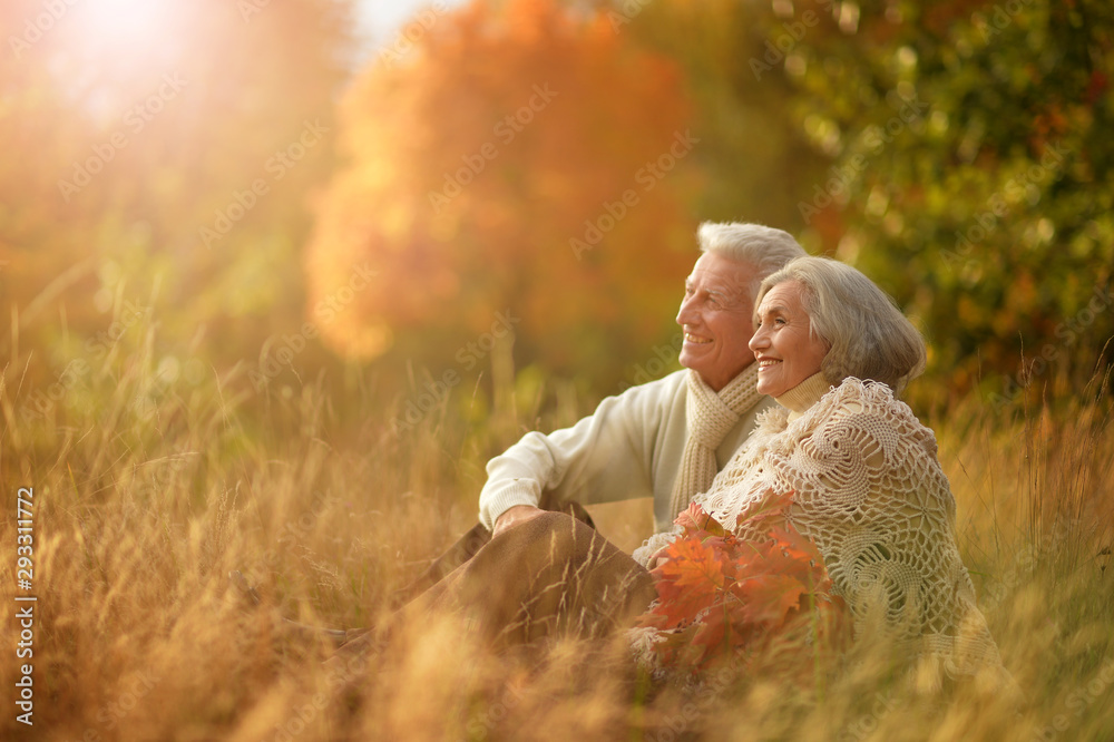 Wall mural Portrait of happy senior woman and man