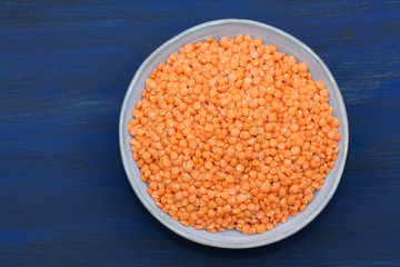 Bowl of red lentils.