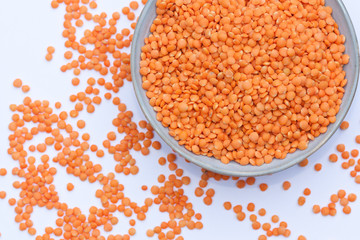 Bowl of red lentils.