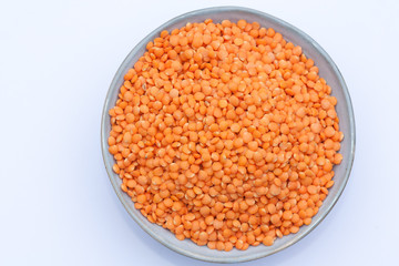 Bowl of red lentils.