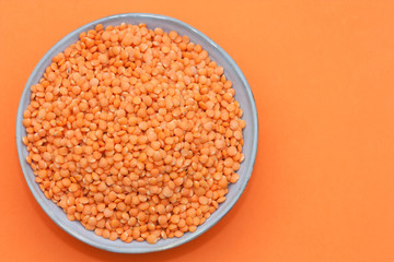 Bowl of red lentils.