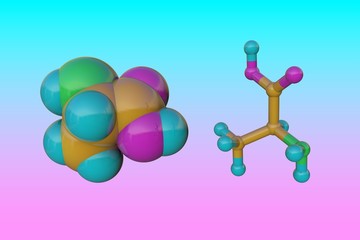 Molecular structure of l-alanine, an amino acid used in the biosynthesis of proteins. Medical background. Scientific background. 3d illustration