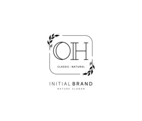 O H OH Beauty vector initial logo, handwriting logo of initial signature, wedding, fashion, jewerly, boutique, floral and botanical with creative template for any company or business.