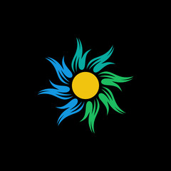 Sun flower logo design, Abstract flower icon vector illustration