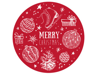 Christmas and New Year set. Hand drawn illustration.