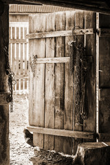 Barn door with cock.