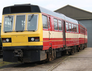 A Two Carriage Vintage Diesel Railcar Passenger Train.