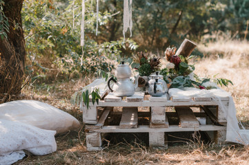 Wedding visiting ceremony. Wedding in the style of a boho.