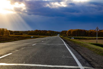 Most asphalt road. Shallow depth of field