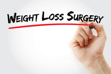 Weight Loss Surgery text with marker, medical concept background