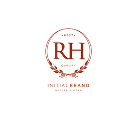 R H RH Beauty vector initial logo, handwriting logo of initial signature, wedding, fashion, jewerly, boutique, floral and botanical with creative template for any company or business.