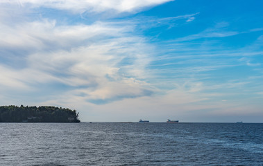 View beautiful autumn landscape with Sea