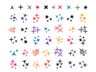 Sparkles icon set. Star element. Sparkle lights vector